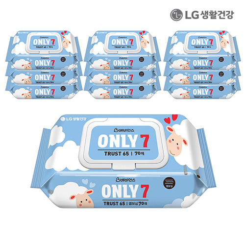 LG생활건강 베비언스 온리7 물티슈 트러스트65 캡 70매 x 10개
