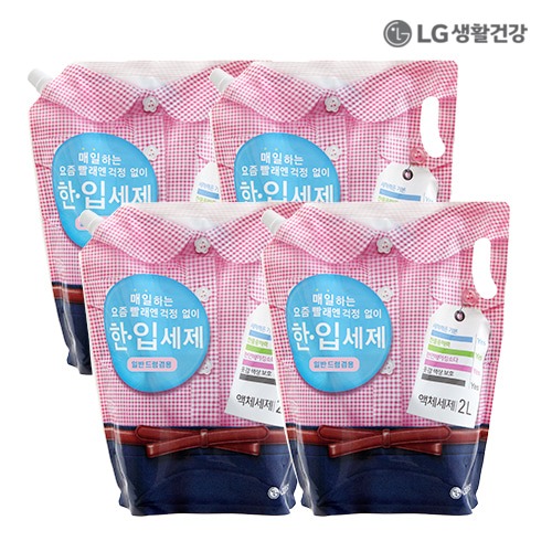 LG생활건강 [박스판매]한입 액체세제 리필 2L(일드겸용) X 4개