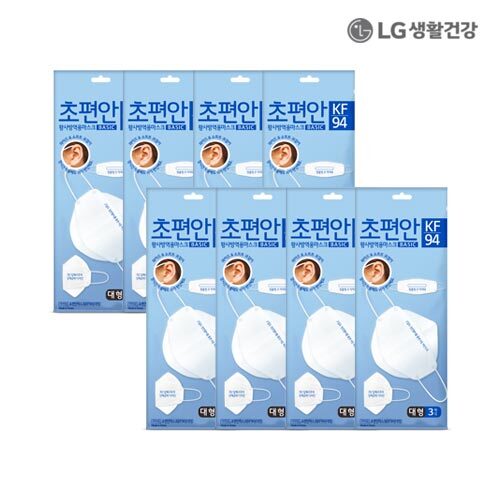LG생활건강 초편안 마스크 Basic KF94 대형 3매 X 8개(총 24매, 1팩)
