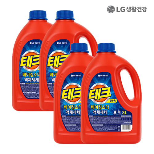 LG생활건강 [박스판매]테크 베이킹구연산 액체세제 단캡 일반용 3L X 4개