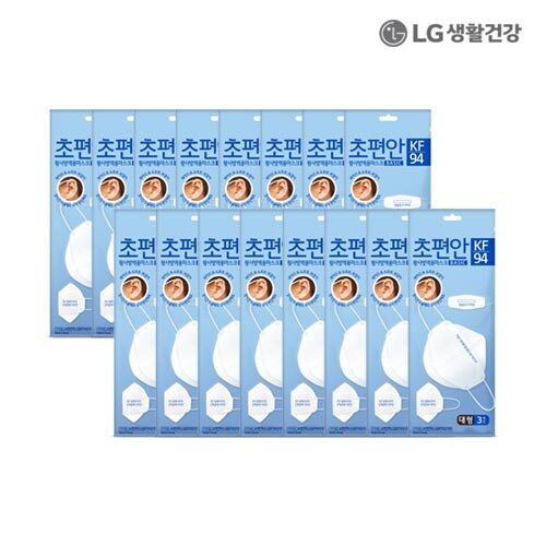 LG생활건강 초편안 마스크 Basic KF94 대형 3매 X 16개(총 48매, 2팩)