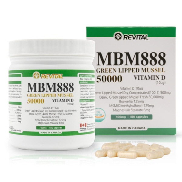 [리바이탈] MBM 888 (760mgx180캡슐)/6개월분/초록홍합50,000mg+보스웰리아+MSM+비타민D
